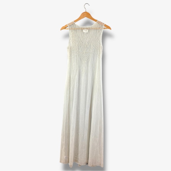 Johnny Was Biya Lace Mesh Maxi Dress Size S Pale Mint Beaded Boho Embroidered - Picture 7 of 12